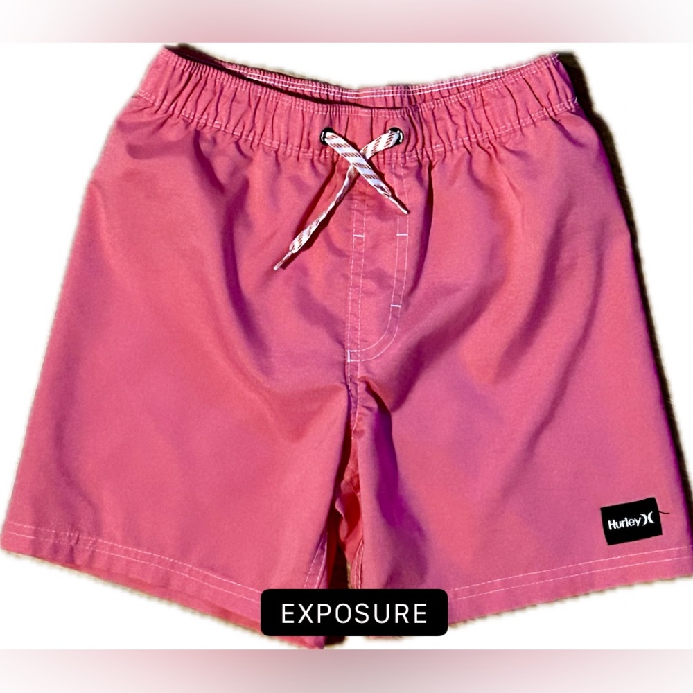 Hurley Neon Stretch Swim Trunks S Like New Elastic Drawstring Pull On Coral Pink